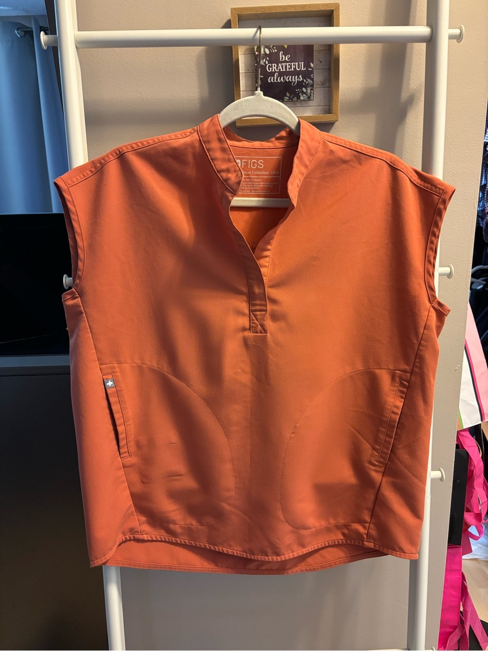 FIGS Rafaela oversized scrub top in terracotta